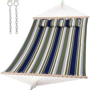 Double Hammocks 2 Person with Extra Large Pillow, Blue&Aqua