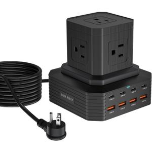 100W USB C Charging Station 13-in-1 Surge Protector Power Strip with 4 PD USB-C & 4 USB-A Ports, Adapt to MacBook Pro/Air, iPhone 15/14, iPad, and Multi-Device Office and Home Chargers
