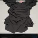 BeautyNee Women's Short Puff Sleeve Maternity Dress Summer Square Neck Ruffle Hem Smocked Bodycon Dress for Baby Shower (X-Large)