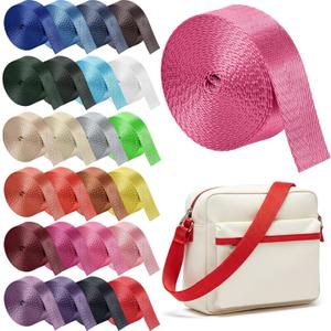 24 Rolls Cotton Webbing Strap - 1 Inch x 3.3 Yard Heavy Duty Webbing Straps, 24 Color Polyester Weaving for DIY Bag Handles, Pet Collars, Gear Repair, Backpack & Crafting