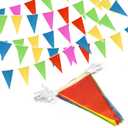 Novelty Place 100 Feet Pennant Banner - 75 Multicolor Bunting Flags (7x11 Inches) - Birthday Party Grand Opening Christmas Decorations