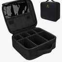 Relavel Travel Makeup Train Case Makeup Cosmetic Case Organizer Portable Artist Storage Bag with Adjustable Dividers for Cosmetics Makeup Brushes Toiletry Jewelry Digital Accessories Black