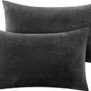 BEDELITE Flannel Pillowcases Standard Set of 2, Super Soft Fleece Pillow Case Cover with Zipper for Bedroom, Sofa, Couch,Luxury Cozy Fuzzy Velvet Pillow Shams for All Seasons(20x26 Inches, Dark Gray)