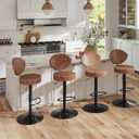 Swivel Bar Stools Set 2, Adjustable Height Suede-Like Leather Brown | Counter Height Stools with Back, Tall Armless Modern Bar Chair for Kichen Island, Height Adjust 24.02"-31.89", 360° Swivel
