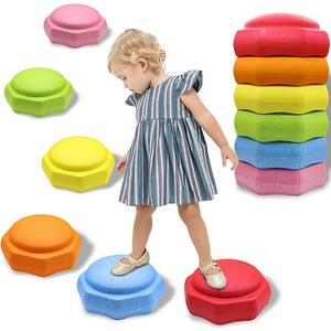 Stepping Stones for Kids, 6pcs Balance Sensory Kids Stepping Stones EPP Stepping Stones for Toddlers 1-3, Indoor Outdoor Activity, Promotes Balance & Coordination Skills, Color: Pastel Rainbow