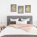 Conipit Grey and Yellow Canvas Wall Art Abstract Leaf Painting Botanical Pictures Minimalist Artwork Prints for Office Bedroom (12''X16''X3PCS)