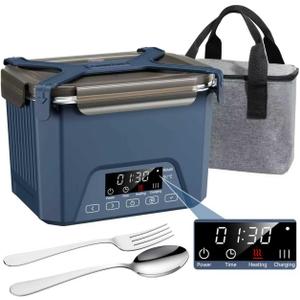 Cordless Electric Lunch Box, 1.2L Self Heating Lunch Box Battery Powered with Automatic Heating, BPA Free, Meal Prep Friendly, Portable Food Warmer for Work, Construction, Truck & Travel (Blue)