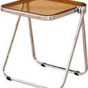 HYYTEIBL 16.2" × 14.1" Acrylic Folding Table, Small Lightweight End Table for Living Room, Bedroom and Small Room, Sturdy Metal Frame with No Assembly Required, Space-Saving Storage Design (Tawny)