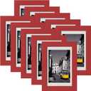 eletecpro 4x6 Picture Frames Set of 10, Picture Frame Collage Wall Decor Display 3.5x5 Photo with Mat or 4x6 Without Mat, Home Decor Gallery Frame for Table Top or Wall Mounting, Red