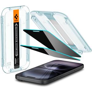 Spigen Tempered Glass Screen Protector [GlasTR EZ FIT - Privacy] Designed for iPhone 16 / iPhone 15 [2Pack]