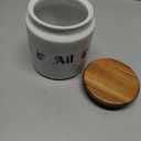 Meideal Ceramic Garlic Keeper for Counter, Garlic Holder Storage with Wooden Lid, 4.4 inch Garlic Saver to Keep Your Garlic Cloves Fresh Longer, Garlic Container, Garlic Jar for Kitchen, White