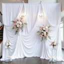 40ft15ft White Backdrop Curtain for Wedding Parties, 8 Panels Wrinkle Free 15 FT Long Polyester Photo Backdrop Drapes Back Drop Cloth for Birthday Photography Background, W5' x H15'