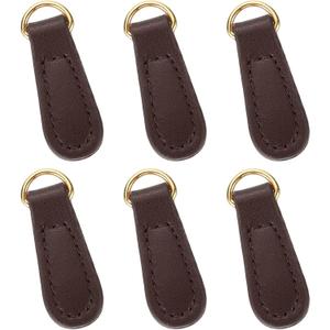 uxcell 6pcs Zipper Pull, 1.57 Inch Leather Zip Puller Zipper Replacement Repair Kit Head Handle for Luggage Clothing Jackets Backpacks Boots, Dark Brown