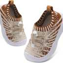 FEETCITY Toddler Slip On Shoes Boys Girls Wide Toddler Tennis Shoes Sports Walking Sneakers (Brown)