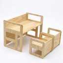 Montessori Weaning Table and 2 Chairs Set, Plywood Children’s Play Table for Home, Preschool, Daycare, Easy to Clean,Natural, 19.69 x 27.56 x 15.75 inches