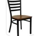 Flash Furniture HERCULES Series Black Ladder Back Metal Restaurant Chair - Cherry Wood Seat