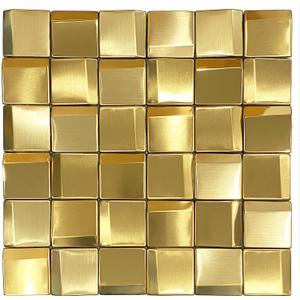 3D Wall Panels Golden 2x2 Metal Mosaic Tile Sheets Backsplash Accent Wall Gold Dcor [5 Sheets] (12x12 inches)