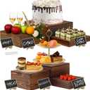 Verssure 6-Pack Wood Risers Display Stands, Multi-Height Food Risers for Buffet Table, Rustic Wooden Cake & Cupcake Stands for Party, Birthday, Wedding, Halloween Decor