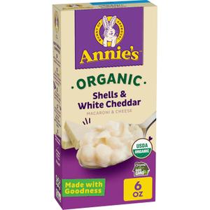 Annie's Homegrown Organic Macaroni & Cheese - Shells & White Cheddar - 6 oz (6 Ounce, Pack of 3, BB 08/26/2025)