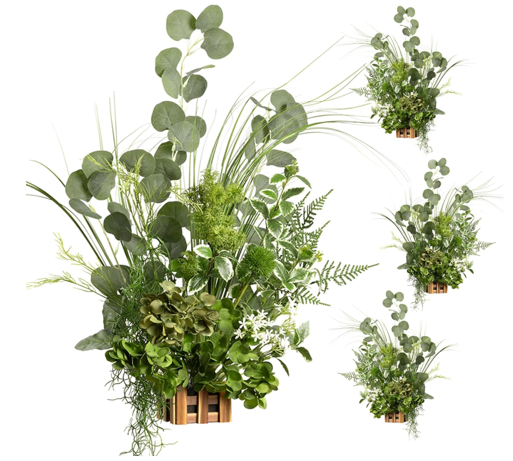 Ling's moment Free-Standing Wedding Aisle Runner Flowers, White Green, 4pcs