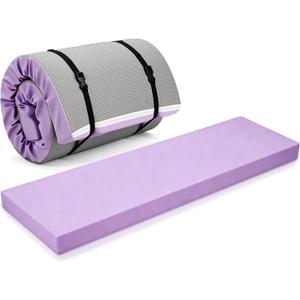 Lyrow 3 Inch Thick Yoga Mat, 72 x 24 Inch Cushioned Foam Floor Mat with Carry Strap, Non Slip PU Leather Workout Pad for Pilates, Stretching, Restorative Yoga and Home Gym