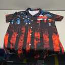 COTAIL Men's Tropical Hawaiian Beach Shirt, Short Sleeve Shirts for Men, Quick-Dry Button Up Shirt for Party, Summer, Vacation, Casual Wear (Medium, American Flag)