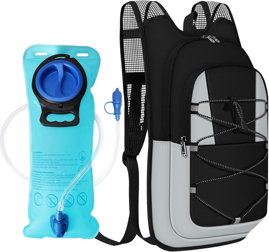 MIYCOO Hydration Backpack - Lightweight Water Backpack with 2L Water Bladder Bag, Running Hydration Vest Backpack for Men Women, Hydration Pack for Hiking, Cycling, Climbing (10l, Black Gray)