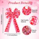 Valentine's Day Bow Large Valentine's Day Wreath Bows 11.4x19.6 In Valentine's Day Pink Love Heart Ribbon Bow for Wreath Valentine Tree Topper Bow for Valentine Wedding Front Door Indoor Outdoor Decor