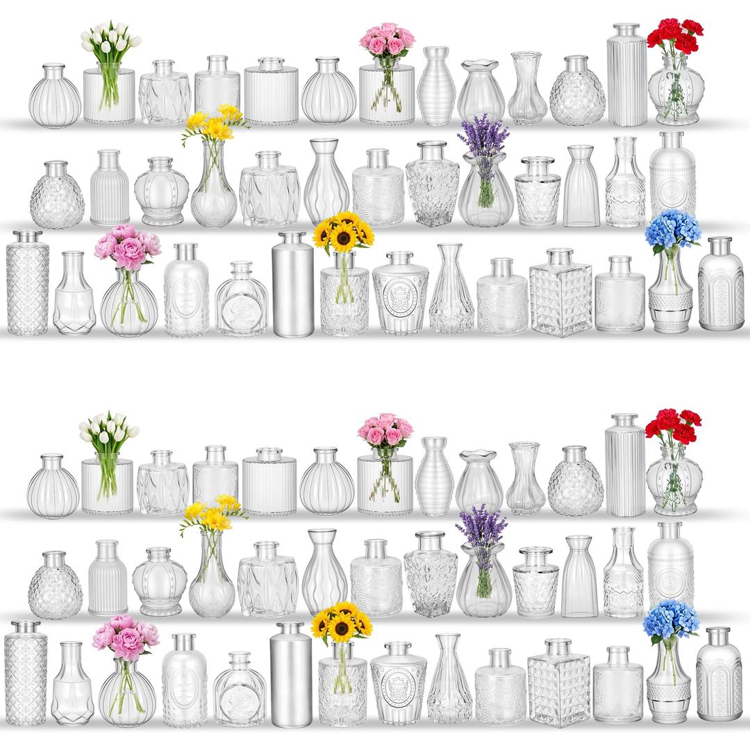 80Pack Glass Bud Vases in Bulk Clear Small Mini Vase for Flowers