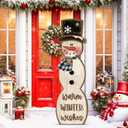 Winter Snowman Porch Sign Wooden Porch Decor Winter Christmas Nutcracker Snowman Front Door Welcome Standing Sign for Xmas Farmhouse Outdoor Yard Wall Hanging Decorations (42 Inch, Rustic)