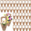 Jeyiour 40 Pcs Kraft Paper Flowers Gift Bags Bouquet with Handle Flower Wrapping Paper Bouquet Kraft Floral Bags Cone Flower Sleeves for Packaging Wedding Graduation Party (Brown)