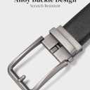 Black Mens Belt Ratchet Belts Dress Casual Leather Belt for Men With Slide Adjustable Click Buckle Gifts Box (28" to 34"Waist Adjustable)