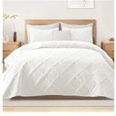 Exclusivo Mezcla King Quilt Set- White Quilts Bedding Set with 2 Pillow Shams, Modern King Bedspread with Striped Pattern, Soft Lightweight Bedspreads Coverlets for All Seasons