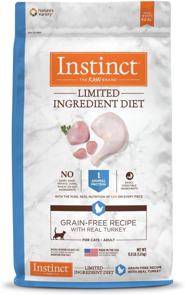 Instinct Limited Ingredient Diet, Natural Dry Cat Food, Grain Free Recipe - Real Turkey, 11 lb. Bag (EXP 08/12/26)
