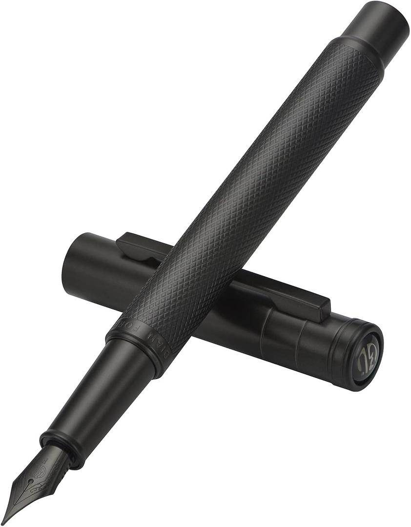 Black Forest Fountain Pen Fine Nib, Ink Cartridge Not Included, Classic Design with Converter and Metal Pen Case Set