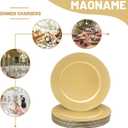 MAONAME 13" Gold Charger Plates Set of 12, Round Charger for Dinner Plates, Plate Chargers with Beaded Rim, Plastic Table Chargers for Wedding, Party