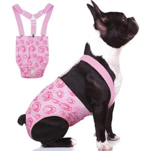Reusable Female Dog Diapers with Suspender, Washable Dog Period Panties, Highly Absorbent Female Dogs Diapers for Heat Incontinence, Medium (Pink)