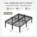 NKZ 2-in-1 California King Metal Platform Bed Frame, 20" Heavy Duty Base