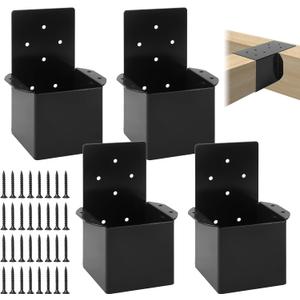 4x4 Pergola Brackets for Wood Post(Actual 3.5"x 3.5"), Rafter Post Bracket Wall Mount Support Connectors for Pergola Deck Railing Gazebos Beam, 4 Pcs