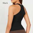 ODODOS 2-Pack Seamless Racerback Crop Tank for Women Ribbed Knit Soft Crop Tops (X-Large/XX-Large, grey and black)