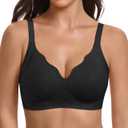 Avidlove Wireless Bras for Women Comfort Seamless Jelly Bra V Neck T Shirt Bralette Everyday Bras, Large