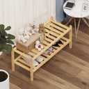 Dranixly Shoe Rack, 2-Tier Bamboo Stackable Shelf Storage Organizer, Stand for Closet, Entryway, Hallway, Bathroom and Living RoomNatural