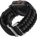 Bandletic Rugged Paracord Band Compatible with Apple Watch Bands Men - Braided Nylon Strap for iWatch Bands 49mm(Ultra3/Ultra2/Ultra), 46mm(Series 11/10),45mm(9/8/7),44mm(SE3/SE2/SE/6/5/4),42mm(3/2/1) (Black)