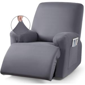 TAOCOCO Stretch Recliner Chair Covers 3-Piece Recliner Covers for Recliner Chair, Softness Polyester Fabric Reclining Chair Cover Furniture Protector - Fits Most Recliner Sizes (Light Gray)