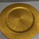LYHLYA 13 Inch Gold Charger Plates, Round Reef Pattern, Plastic, Set of 12, for Dinner Plates, Wedding Decor, Table Setting (Round)