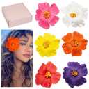Hawaiian Flower Hair Clips for Women, 6Pcs Plumeria Claw Clips for Think Thin Hair, 3.5 Inch Artificial Flower Clips for Vacation Beach Party (Hibiscus)