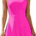 ATTRACO Women Tennis Dress with Shorts Workout Golf Skirts with Pockets Athletic Dresses (X-Small, Rose Red)