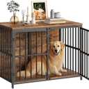HOOBRO 38.6" Dog Crate Furniture, Wooden Dog Kennel Indoor, Heavy Duty Dog Cage for Small/Medium Dog, Decorative Side End Table, Rustic Brown and Black BF100GW03