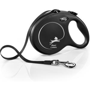 FLEXI New Classic Tape Retractable Dog Leash for Large Dogs Upto 110 lbs. 26 ft., Black | Tangle Free Pet Walking Leash with One-Handed Brake, Pause, Lock|German Quality Product, Size: Large - 26 Feet (Tape)