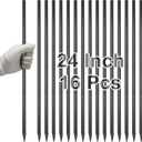 VVOKGO Rebar Stakes 24 Inch Ground Straight Rebar Stakes (16pcs), Heavy Duty Ground Anchors, 3/8" Diameter Steel Plant Support Garden Stake with Chisel Point End, Hammer Through Hard Soil for Camping (16Pcs-Black, I-24 Inch-3/8")